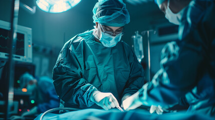 surgeon in operating room - obrazy, fototapety, plakaty