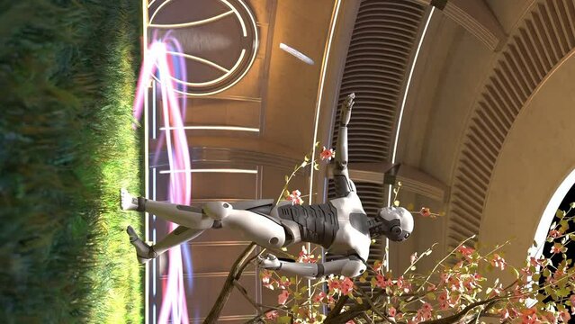 vertical artificial intelligence Mother Earth connection with ancient energy flow robot prototype consciousness cyborg 