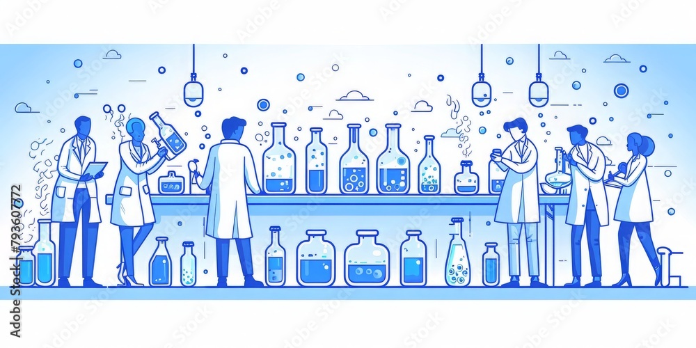 Poster vector illustration of workers operating an advanced industrial water filtration system, generative 