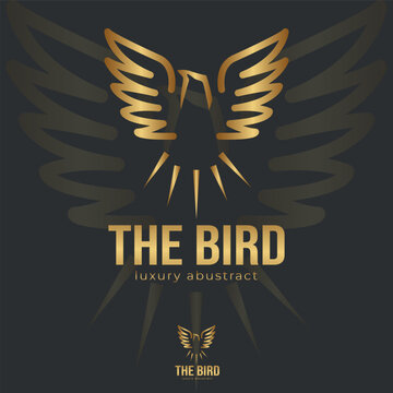 Vector logo illustration gold bird gradient colorful style