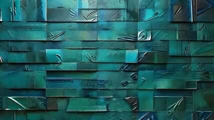 Creative and modern background, metallic texture, blue and green colors.  - obrazy, fototapety, plakaty