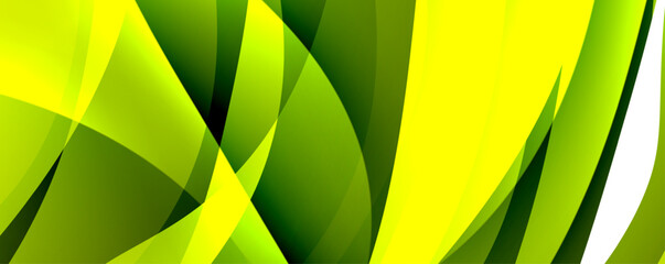 A macro photograph of a closeup pattern of green and yellow tints and shades resembling a banana leaf. The symmetry of this terrestrial plant creates a beautiful abstract background