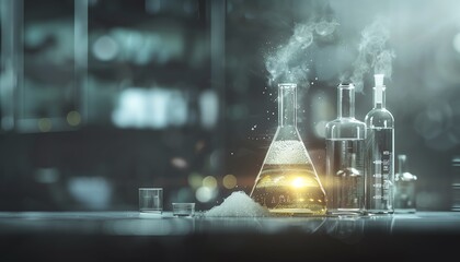 Conceptual image of carbon dioxide being converted into solid form, with visual effects illustrating the process in a scientific laboratory setting - Powered by Adobe