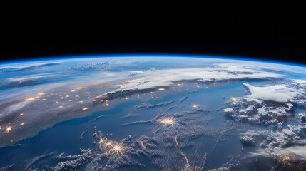 View of the earth from space at night