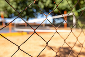 conceptual beach volleyball court with selective focus