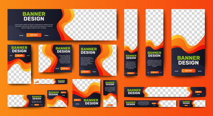 set of creative web banners of standard size with a place for photos. Vertical, horizontal and square template. vector
