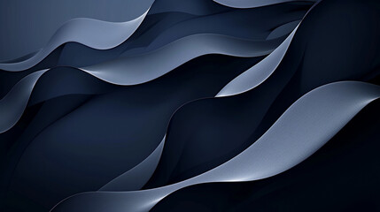 An elegant design of abstract waves in a deep navy blue, layered to create a sense of depth and tranquility.