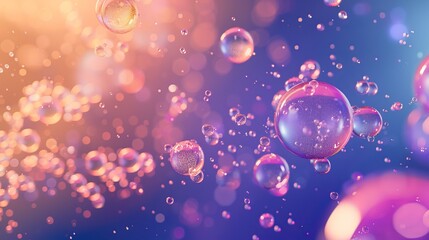 Obraz na płótnie Canvas Vibrant Background: 3D Chemical Compound Formula Floating Amidst Bubbles, Science Concept