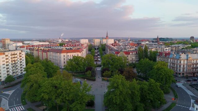 Panorama of Szczecin city from above, Aerial Poland. City landscape.