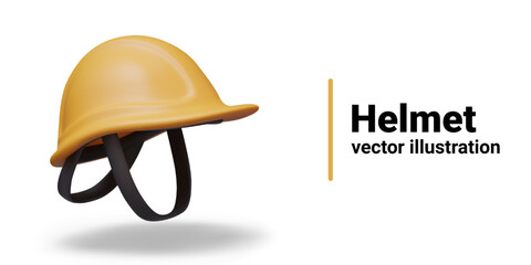 Yellow helmet in 3D style. Classic element of worker head protection