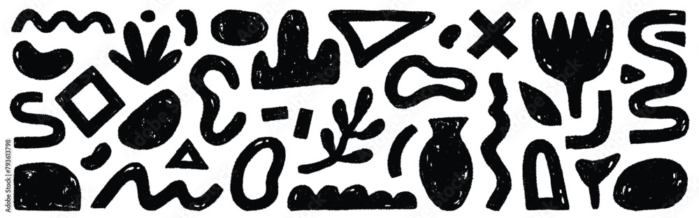 Aufkleber organic abstract shape set. abstract texture brush stroke elements. organic blob grunge paint textur