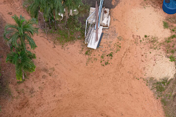 top view of empty space with building materials around