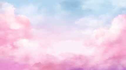 A dreamy watercolor sky pink background with soft clouds
