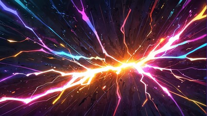 abstract colorful lightning sparks effects anime cartoon style background from Generative AI