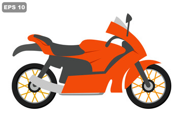 Fototapeta premium orange racing motorbike, yellow spoke rims with vector design concept. Motorsport championship.