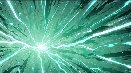 abstract mint green lightning sparks effects anime cartoon style background from Generative AI
