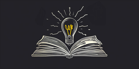 Enlightenment Concept with Bright Ideas Springing from an Open Book