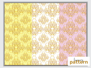 Set of vector seamless luxury patterns. Collection of ornamental patterns in navy blue and gold colors..