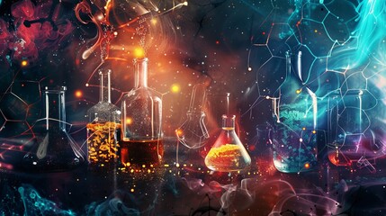 Colorful Chemical Reactions: Vibrant Science Banner for Academic and Educational Purposes