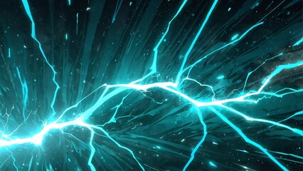 abstract teal lightning sparks effects anime cartoon style background from Generative AI