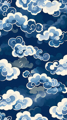 a blue and white cloud with clouds in the sky.