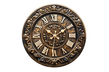 Fototapeta na wymiar Clock With Roman Numerals on White Background