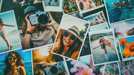 An artistic collage of photographs showcasing friends' memorable moments. 