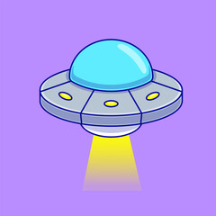 Ufo Spaceship Cartoon Vector Icons Illustration. Flat Cartoon Concept. Suitable for any creative project.