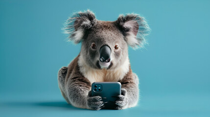 koala using mobile phone,generative ai