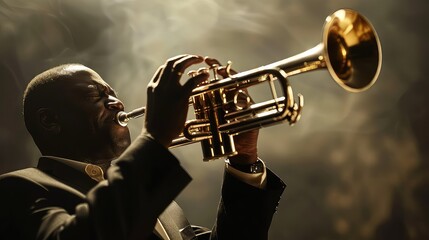 A trumpeter hitting high notes with precision and intensity. 