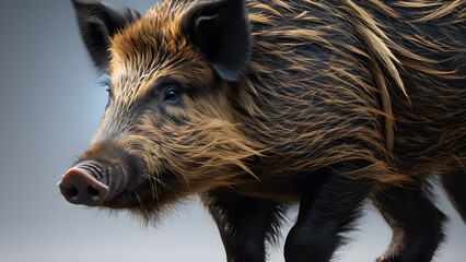 A wild boar in the wild, wildlife protection, environmental protection concept