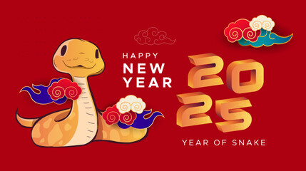 Happy new year 2025, year of the snake, chinese calendar. calendar 2025. text year 2025. New year 2025 minimalist. design template for new year celebration. Translation (year of the snake)
