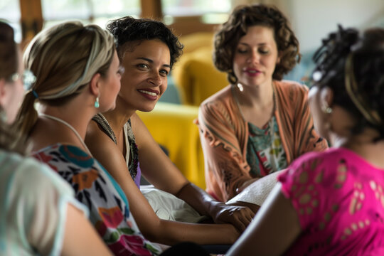 Diverse Group of Mothers Participating in a Lively Discussion