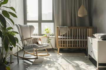 Modern Nursery with Eco-Friendly Furnishings and Neutral Palette