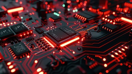 close-up of the inside of a computer microchip circuit