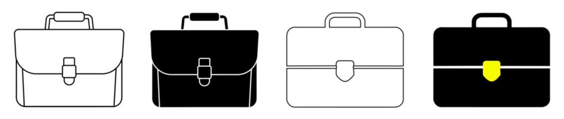 Briefcase icon collection. Different brifecase set. Vector