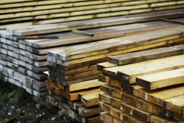 Outdoor lumber storage for the timber industry. Wood processing for both land and water...