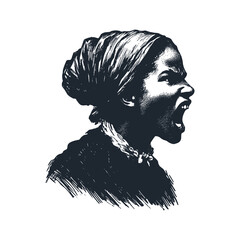 The black women. Black white vector illustration.