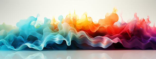 Colourful transparent smoke wave facebook banner in white background with clean look