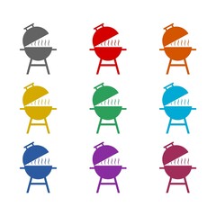 Grill BBQ icon isolated on white background. Set icons colorful