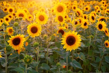 Sunflowers, bright and bold, turn their faces towards the sun, embodying warmth and optimism. Their...