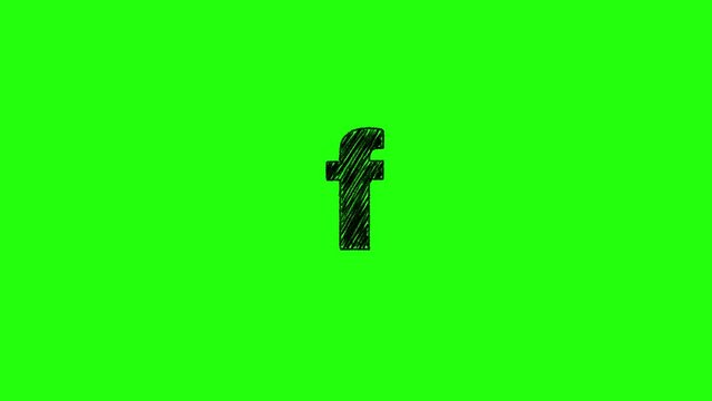 letter f lowercase scribble animation in green screen