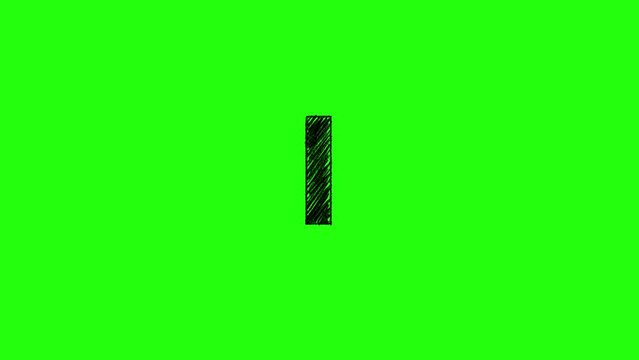 letter l lowercase scribble animation in green screen