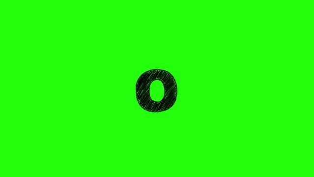 letter o lowercase scribble animation in green screen