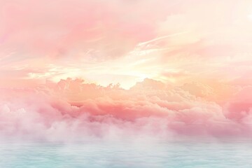 Dreamy pastel sunset with ethereal altostratus clouds on a transparent white surface, adding a touch of romance - obrazy, fototapety, plakaty