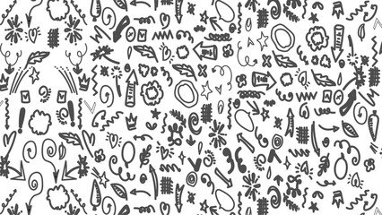 Funny seamless pattern creative elements. Set of cute pen line doodle element vector. Hand drawn doodle style collection. children draw style design elements background. Vector illustration