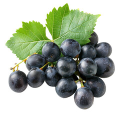 Fototapeta premium Ed grape with leaves on transparent background, png 