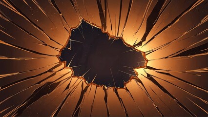 abstract bronze broken glass cracks mirror shatter effects anime cartoon style background from Generative AI