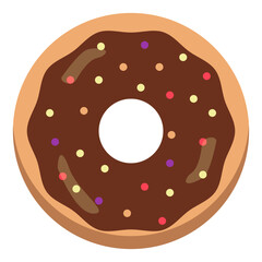 Delicious Sweet Donuts Isolated on White Background. Kawaii Cartoon Vector Illustration.