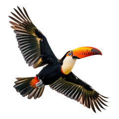 Toucan in flight isolated on transparent background